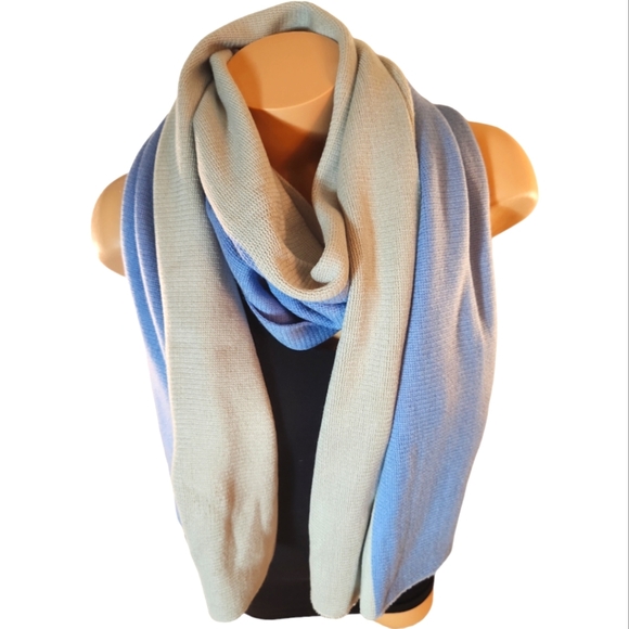 KEVIA ACRYLIC GREY & BLUE COLOR BLOCK SCARF - Picture 2 of 6